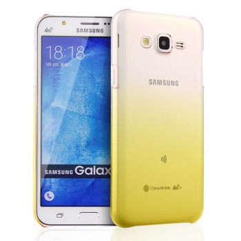Пластиковый градиентный полупрозрачный чехол для Samsung Galaxy J7 Желтый