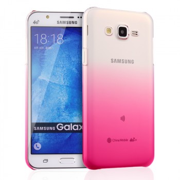 Пластиковый градиентный полупрозрачный чехол для Samsung Galaxy J7 Пурпурный