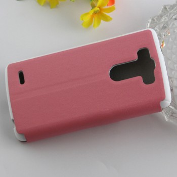 Текстурный чехол флип подставка на силиконовой основе присоске для LG G3 S Розовый