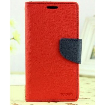Текстурный чехол портмоне подставка на силиконовой основе с дизайнерской защелкой для HTC Desire 728 Красный