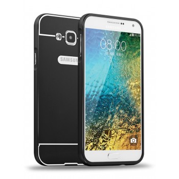 Двухкомпонентный чехол с металлическим бампером и поликарбонатной накладкой с отверстием для логотипа для Samsung Galaxy J7 Черный