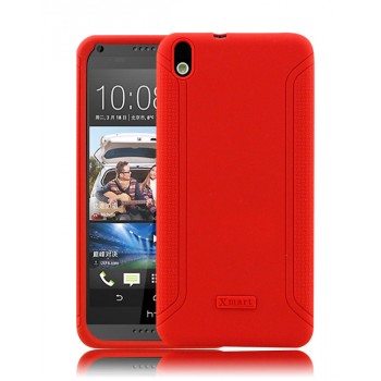 Силиконовый матовый непрозрачный нескользящий чехол для HTC Desire 816 Красный
