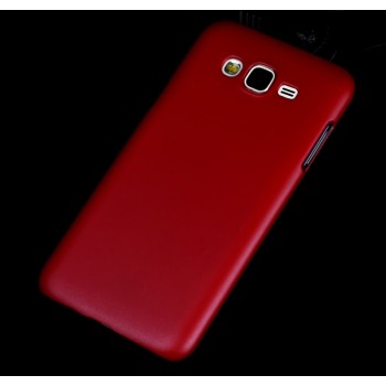 Пластиковый матовый чехол металлик для Samsung Galaxy J7 Красный