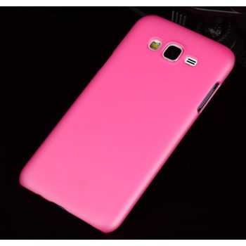 Пластиковый матовый чехол металлик для Samsung Galaxy J7 Розовый