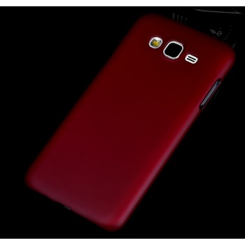Пластиковый матовый чехол металлик для Samsung Galaxy J7 Бордовый