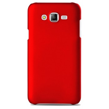 Пластиковый матовый непрозрачный чехол для Samsung Galaxy J7 Красный