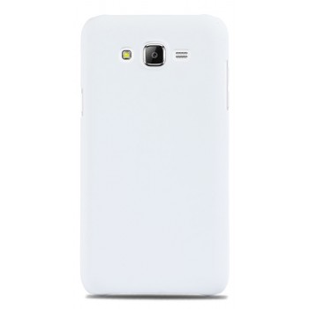 Пластиковый матовый непрозрачный чехол для Samsung Galaxy J7 Белый