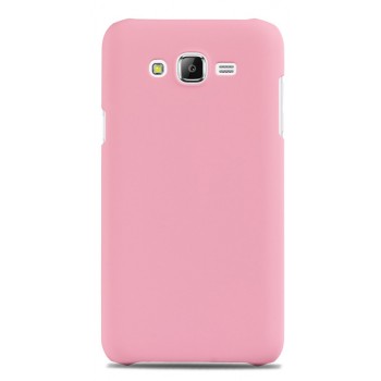 Пластиковый матовый непрозрачный чехол для Samsung Galaxy J7 Розовый