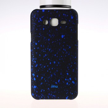 Пластиковый матовый дизайнерский чехол с голографическим принтом Звезды для Samsung Galaxy J7 Синий