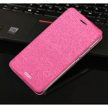 Чехол флип подставка на силиконовой основе текстура Дерево для Meizu Pro 5 Розовый