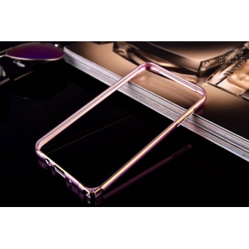 Металлический бампер на пряжке с золотой окантовкой для Samsung Galaxy J7 Розовый