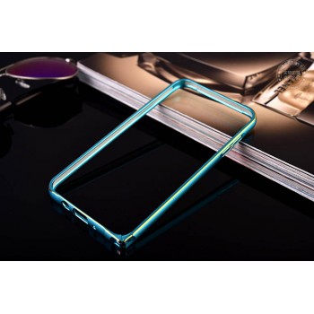 Металлический бампер на пряжке с золотой окантовкой для Samsung Galaxy J7 Голубой