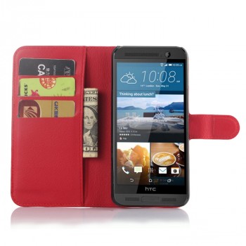 Чехол портмоне подставка на пластиковой основе с магнитной застежкой для HTC One ME Красный