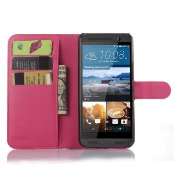 Чехол портмоне подставка на пластиковой основе с магнитной застежкой для HTC One ME Пурпурный