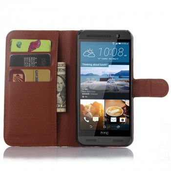 Чехол портмоне подставка на пластиковой основе с магнитной застежкой для HTC One ME Коричневый
