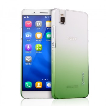 Пластиковый матовый полупрозрачный градиентный чехол для Huawei ShotX Зеленый
