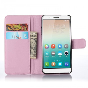 Чехол портмоне подставка на пластиковой основе и на магнитной защелке для Huawei ShotX Розовый