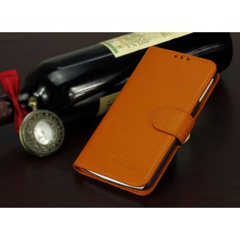 Кожаный чехол портмоне (нат. кожа) для Lenovo Vibe X Оранжевый