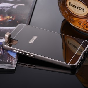 Двухкомпонентный чехол с металлическим бампером и поликарбонатной накладкой с зеркальным покрытием для Huawei ShotX Черный