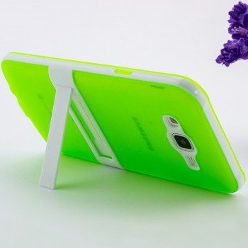 Двухкомпонентный силиконовый чехол с поликарбонатной накладкой с встроенной ножкой-подставкой для Samsung Galaxy J7 Зеленый