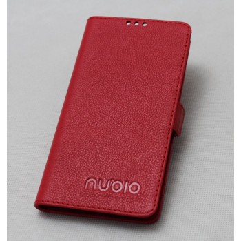 Кожаный чехол горизонтальная книжка подставка на силиконовой основе для ZTE Nubia Z9 Mini Красный
