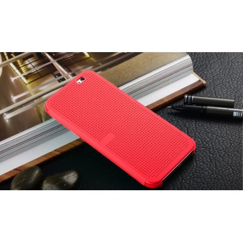 Точечный чехол смарт флип с функциями оповещения для HTC One ME Красный