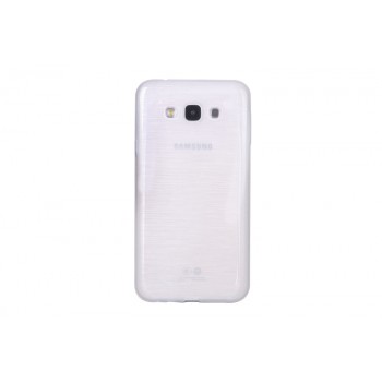 Силиконовый полупрозрачный чехол текстура Металлик для Samsung Galaxy J7 Белый