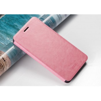 Глянцевый водоотталкивающий чехол флип подставка на силиконовой основе для Huawei Mate S Розовый