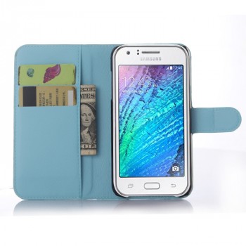 Чехол портмоне подставка на магнитной защелке для Samsung Galaxy J5 Голубой