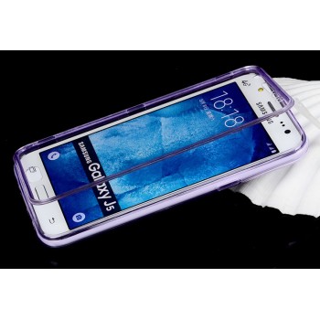 Двухкомпонентный силиконовый чехол горизонтальная книжка с акриловой полноразмерной транспарентной смарт крышкой для Samsung Galaxy J5 Фиолетовый