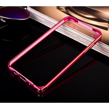 Металлический округлый бампер на пряжке с золотой окантовкой для Samsung Galaxy J5 Пурпурный