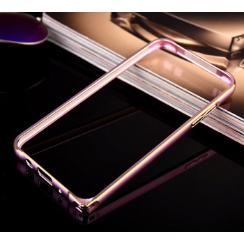 Металлический округлый бампер на пряжке с золотой окантовкой для Samsung Galaxy J5 Розовый