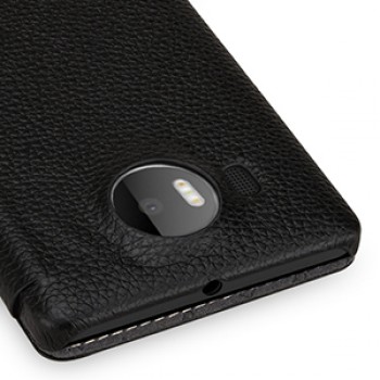Кожаный чехол горизонтальная книжка (нат. кожа) для Microsoft Lumia 950 XL Черный