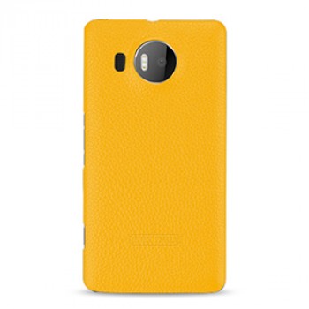 Кожаный чехол накладка (нат. кожа) серия Back Cover для Microsoft Lumia 950 XL Желтый