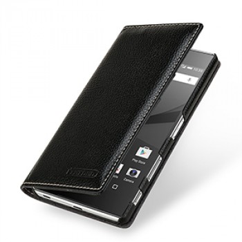 Кожаный премиум чехол портмоне (нат. кожа) для Sony Xperia Z5 Premium Черный
