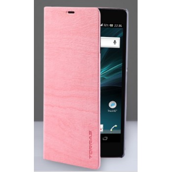Текстурный чехол флип с отделением для Sony Xperia Z Розовый