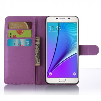 Чехол портмоне подставка с отсеком для карт и магнитной защелкой для Samsung Galaxy A5 (2016) Фиолетовый