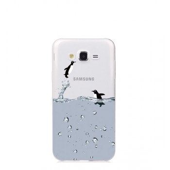 Ультратонкий силиконовый глянцевый полупрозрачный чехол с принтом для Samsung Galaxy J7