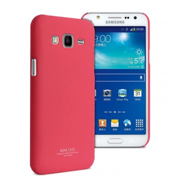 Пластиковый матовый непрозрачный чехол с повышенной шероховатостью для Samsung Galaxy J5 Красный