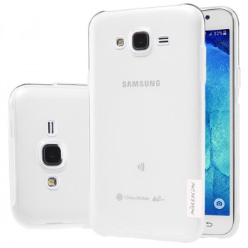 Силиконовый глянцевый полупрозрачный чехол с улучшенной защитой элементов корпуса для Samsung Galaxy J5 Белый