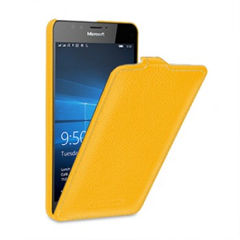 Кожаный чехол вертикальная книжка (нат. кожа) для Microsoft Lumia 950
