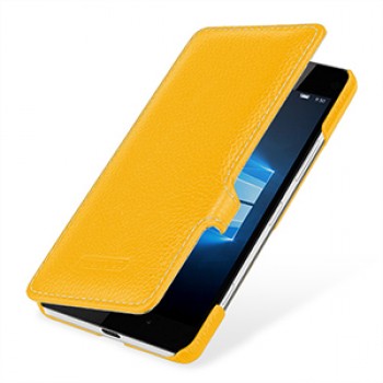 Кожаный чехол горизонтальная книжка (нат. кожа) с крепежной застежкой для Microsoft Lumia 950