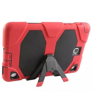 Противоударный двухкомпонентный силиконовый чехол с поликарбонатными вставками для экстрим защиты и ножкой-подставкой для Samsung Galaxy Tab A 9.7 Красный