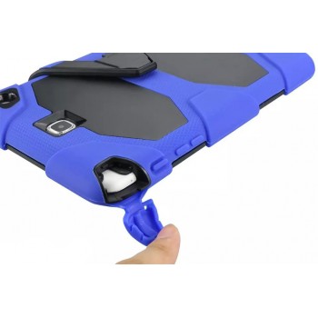 Противоударный двухкомпонентный силиконовый чехол с поликарбонатными вставками для экстрим защиты и ножкой-подставкой для Samsung Galaxy Tab A 9.7 Синий
