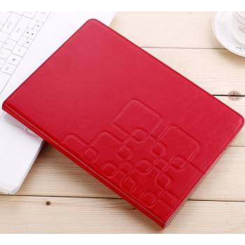 Чехол книжка подставка текстура Узоры на поликарбонатной основе с отделениями для карт для Samsung Galaxy Tab A 9.7 Красный