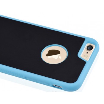Эксклюзивный двухкомпонентный противоударный чехол силикон/поликарбонат с липучей задней поверхностью для Iphone 6/6s Голубой