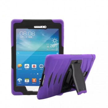 Противоударный двухкомпонентный силиконовый чехол с поликарбонатными вставками для экстрим защиты и встроенной ножкой-подставкой для Samsung Galaxy Tab A 8 Фиолетовый