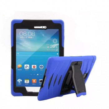Противоударный двухкомпонентный силиконовый чехол с поликарбонатными вставками для экстрим защиты и встроенной ножкой-подставкой для Samsung Galaxy Tab A 8 Синий