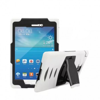 Противоударный двухкомпонентный силиконовый чехол с поликарбонатными вставками для экстрим защиты и встроенной ножкой-подставкой для Samsung Galaxy Tab A 8 Белый