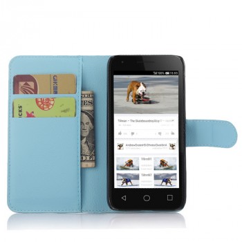 Чехол портмоне подставка с защелкой для Alcatel One Touch Pixi 3 (4.5) Голубой